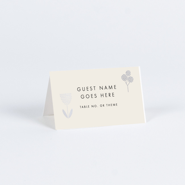 Foil Flower Impression Wedding Name Cards & Place Cards - Gray