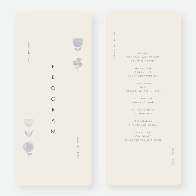 Foil Flower Impression Wedding Programs - Gray