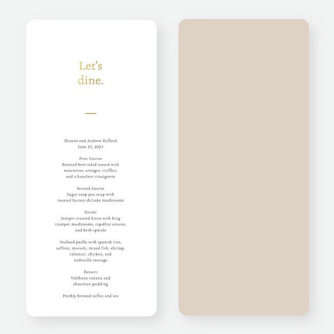 Foil Gracious Type Wedding Menus - Yellow