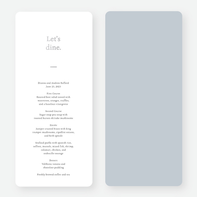 Foil Gracious Type Wedding Menus - Gray