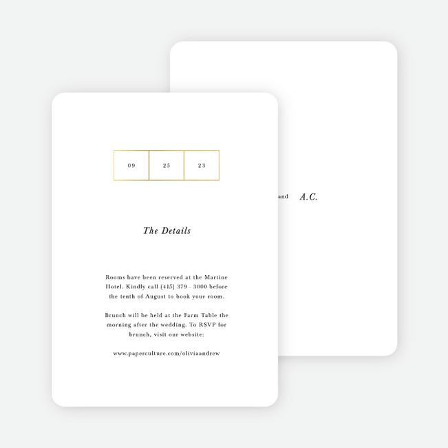 Foil Ideals Wedding Information Cards - Yellow