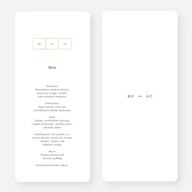 Foil Ideals Wedding Menus - Yellow