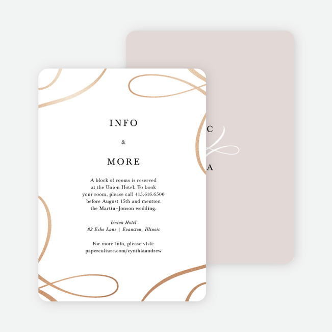 Foil Lovely Flourish Wedding Information Cards - Pink
