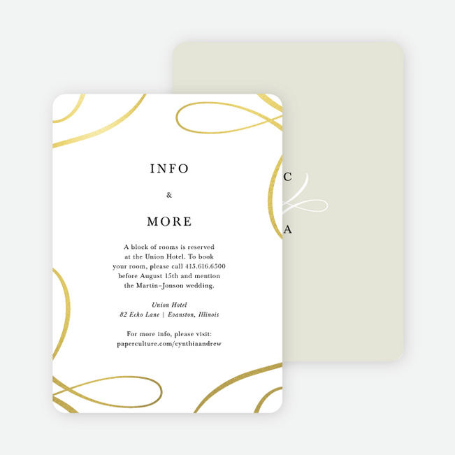 Foil Lovely Flourish Wedding Information Cards - Yellow