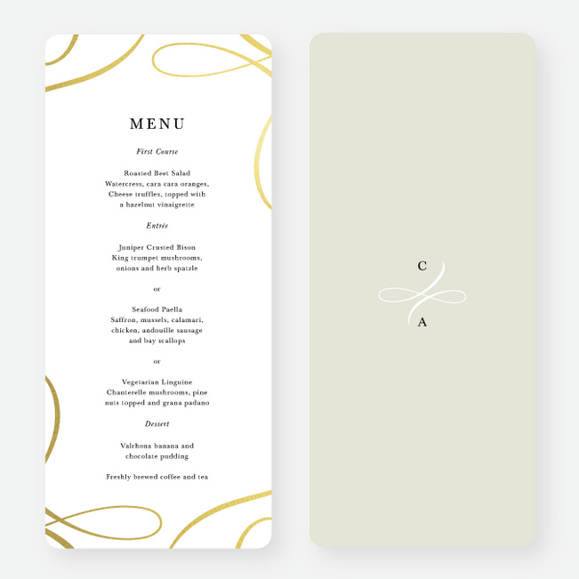 Foil Lovely Flourish Wedding Menus - Yellow
