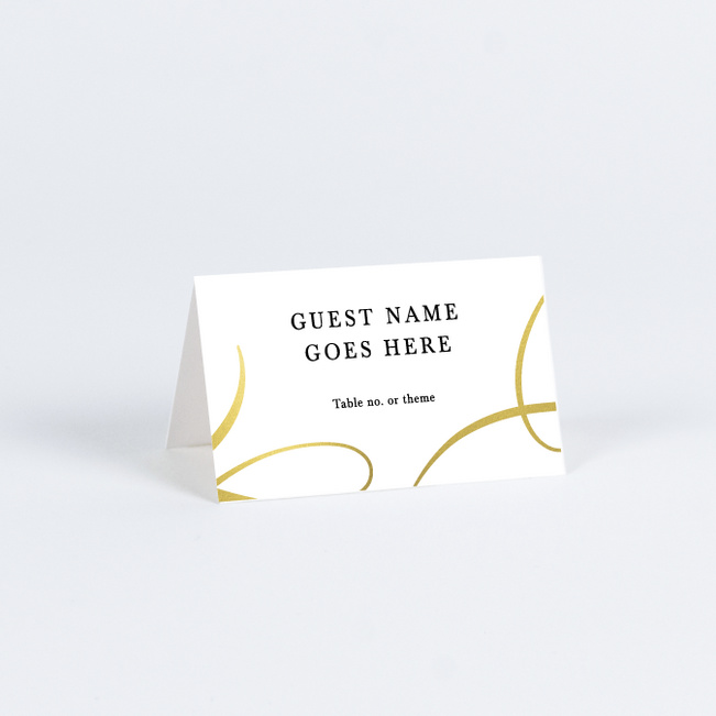 Foil Lovely Flourish Wedding Name Cards & Place Cards - Yellow