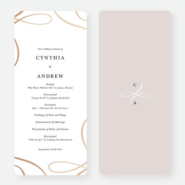 Foil Lovely Flourish Wedding Programs - Pink
