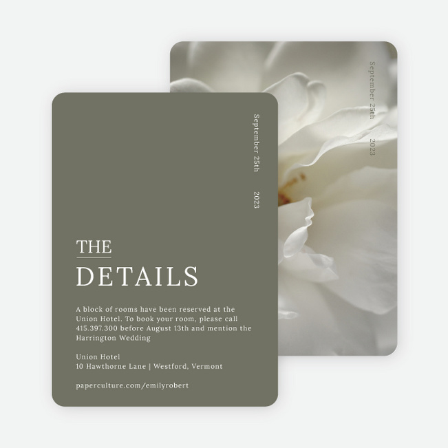 Short and Sweet Wedding Information Cards - Green