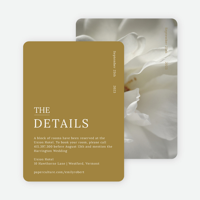 Short and Sweet Wedding Information Cards - Yellow