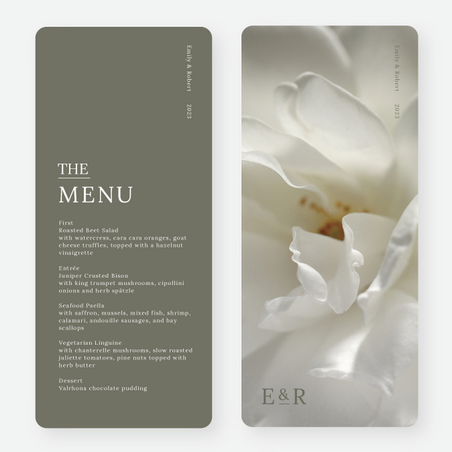 Short and Sweet Wedding Menus - Green