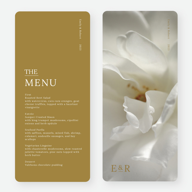 Short and Sweet Wedding Menus - Yellow