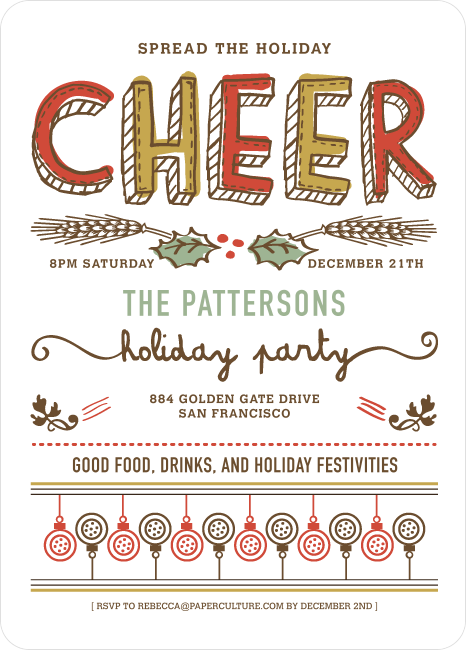 Spread the Holiday Cheer Holiday Invitations  Paper Culture