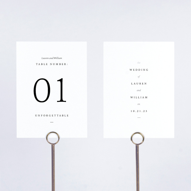 Foil Accents Wedding Table Cards - Gray