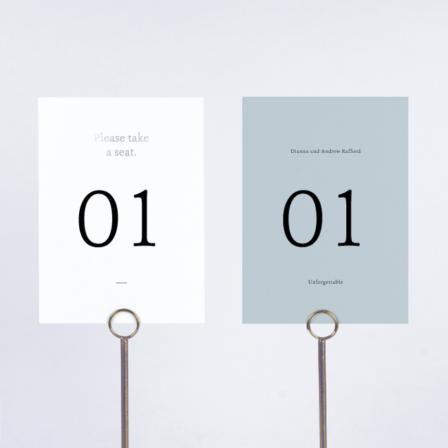 Foil Gracious Type Wedding Table Cards - Gray