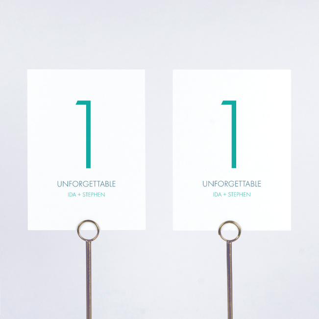 All Caps Wedding Table Cards - Green