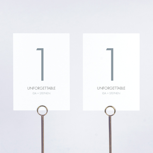 All Caps Wedding Table Cards - Gray