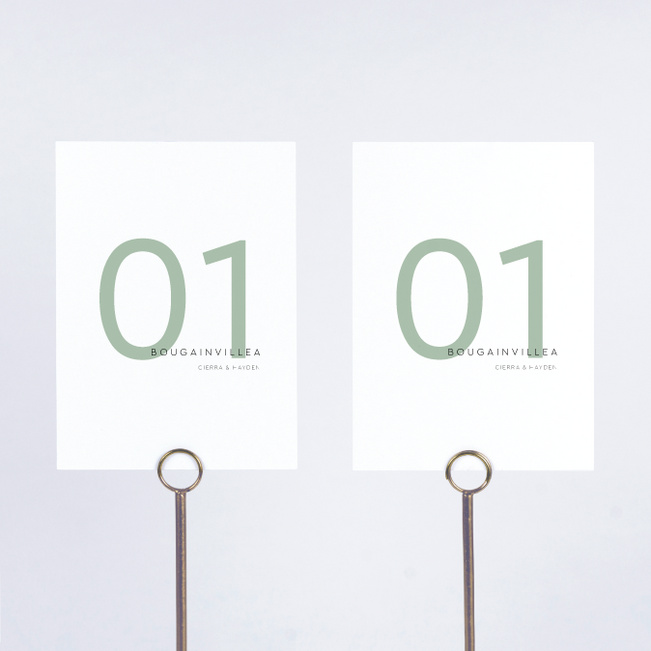 Big and Small Wedding Table Cards - Green