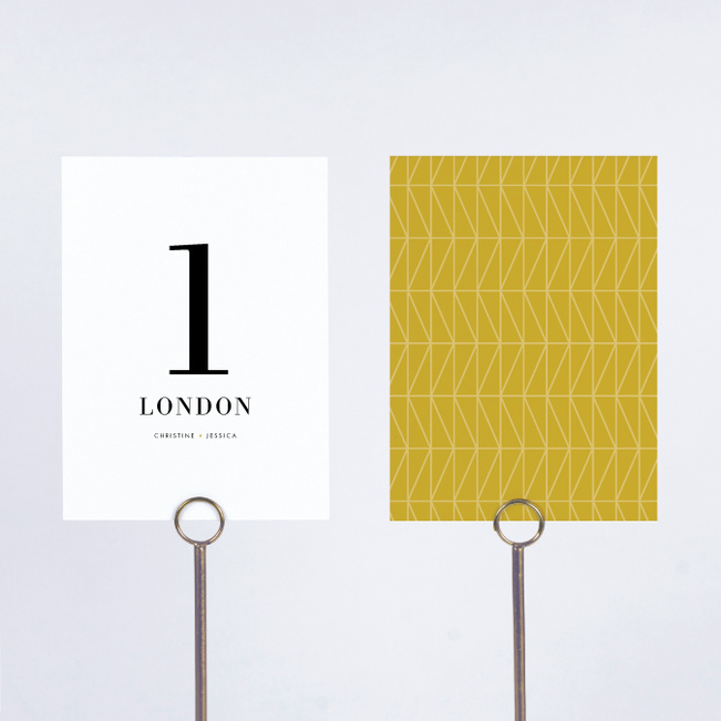 Converging Paths Wedding Table Cards - Yellow