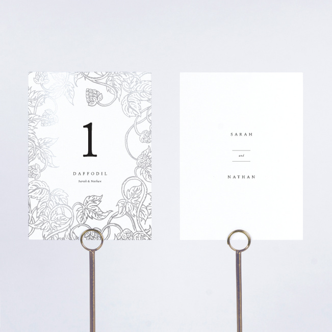 Foil Rustic Charm Wedding Table Cards - Gray