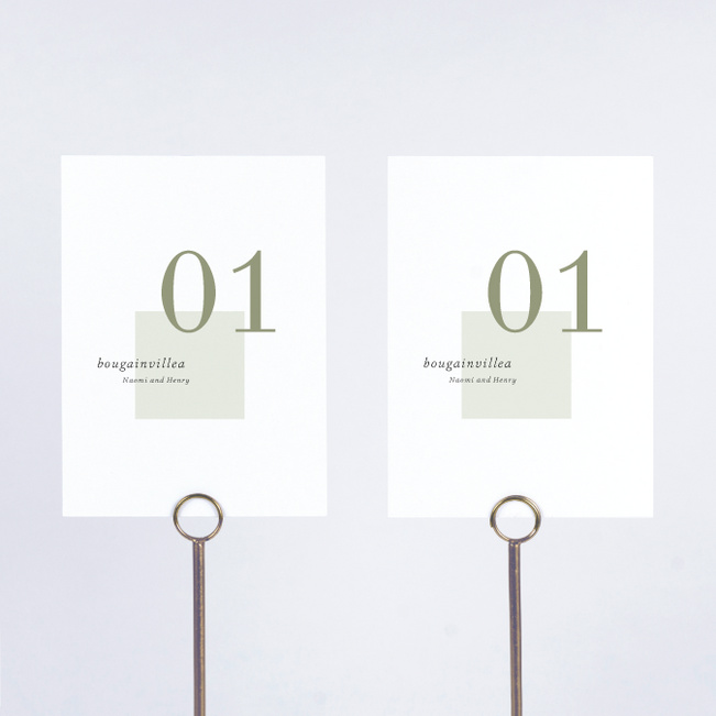 Square Direction Wedding Table Cards - Green