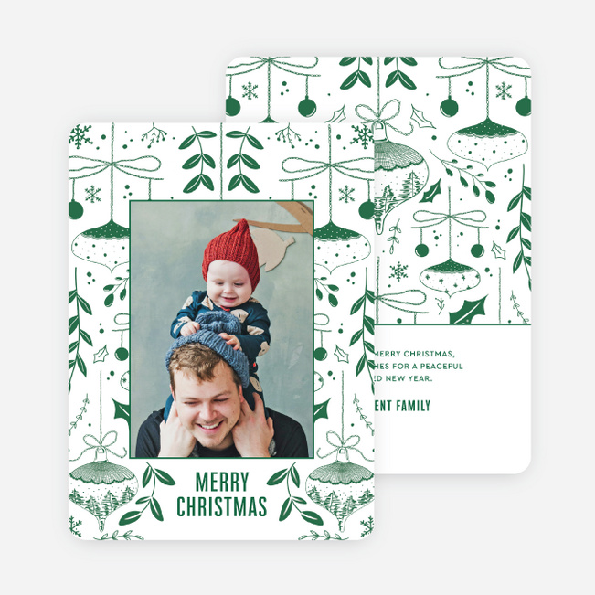 Detailed Ornaments Christmas Cards - Green