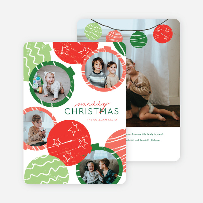 Stamped Ornaments Christmas Cards - Multi