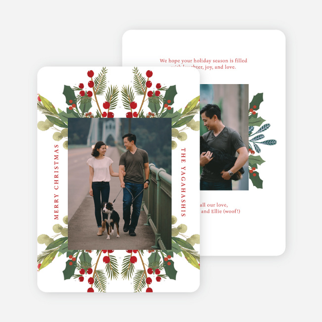Voluminous Wreath Christmas Cards - Red
