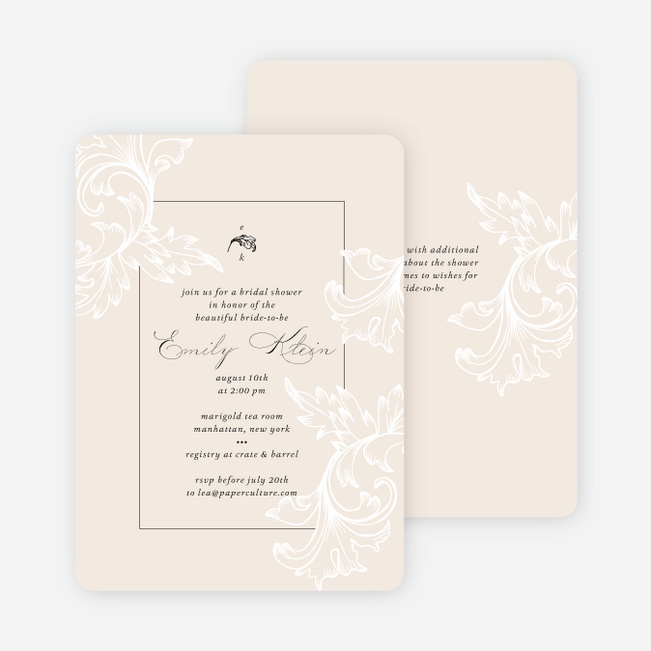 Antique Inspired Bridal Shower Invitations - Beige