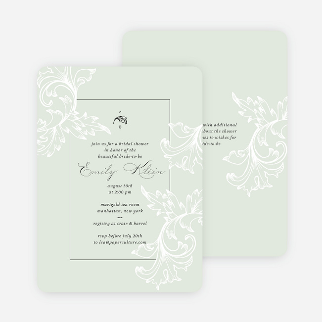 Antique Inspired Bridal Shower Invitations - Green