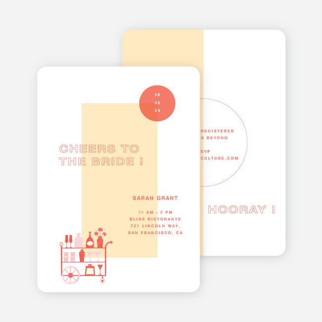 Cheery Drink Cart Bridal Shower Invitations - Yellow