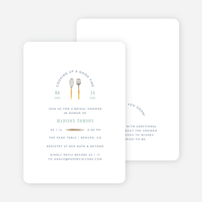 Cooking Time Bridal Shower Invitations - Blue