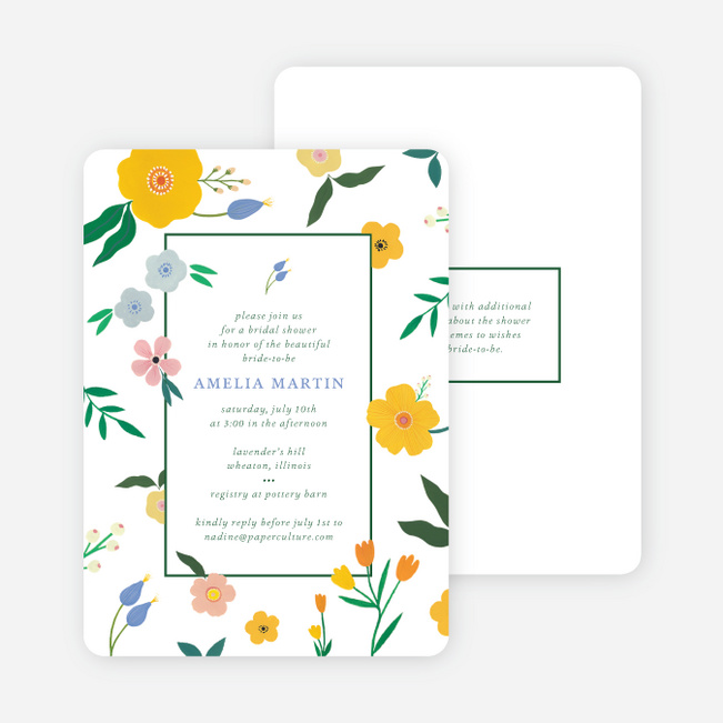 Floral Rainfall Bridal Shower Invitations - Multi