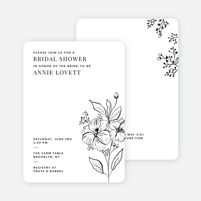 Floral Whimsy Bridal Shower Invitations - White