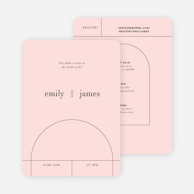 Minimal Arch Bridal Shower Invitations - Pink