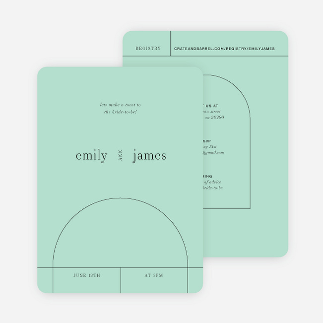 Minimal Arch Bridal Shower Invitations - Green