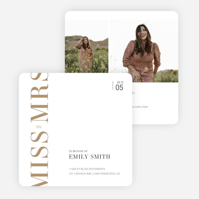 Miss to Mrs Bridal Shower Invitations - Brown