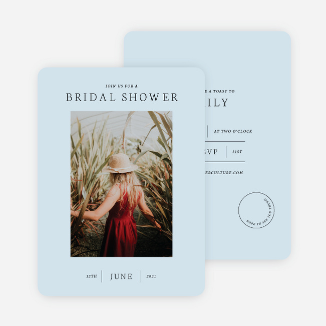 Modern Cover Bridal Shower Invitations - Blue