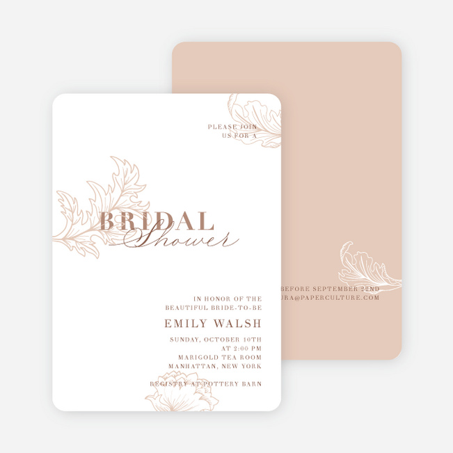 Nature Elegance Bridal Shower Invitations - Brown