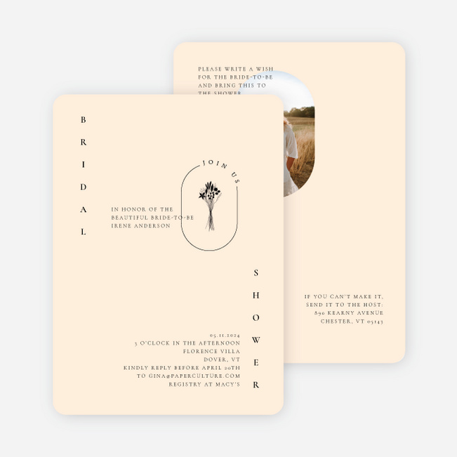 Tiny Bouquet Bridal Shower Invitations - Beige