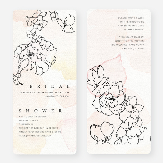 Watercolor and Ink Bridal Shower Invitations - Multi