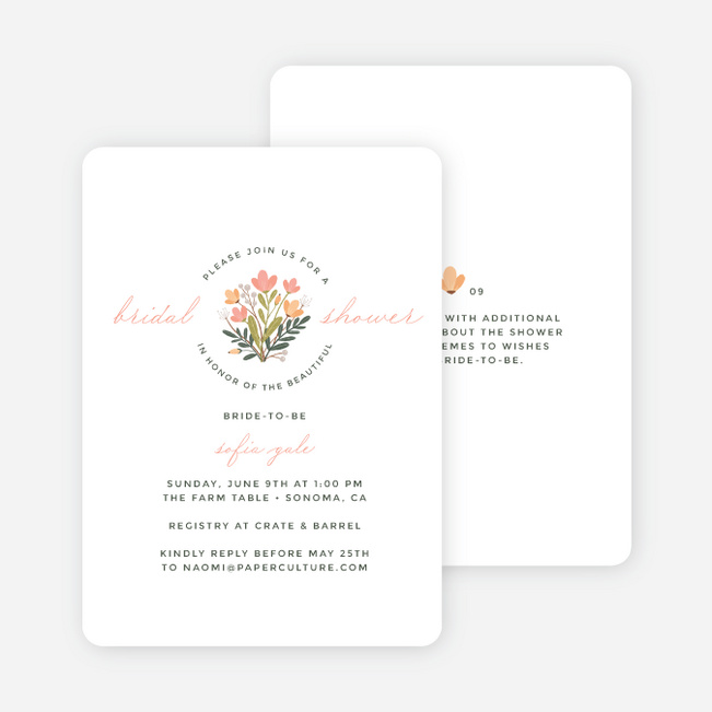 Whimsical Bouquet Bridal Shower Invitations - White