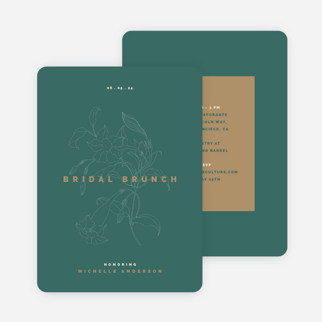 Delicate Blooms Bridal Shower Invitations - Green