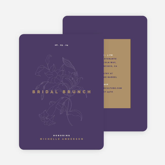 Delicate Blooms Bridal Shower Invitations - Purple