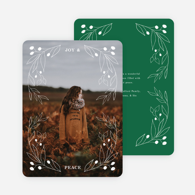 Branch Outline Frame Holiday Cards and Invitations - Green