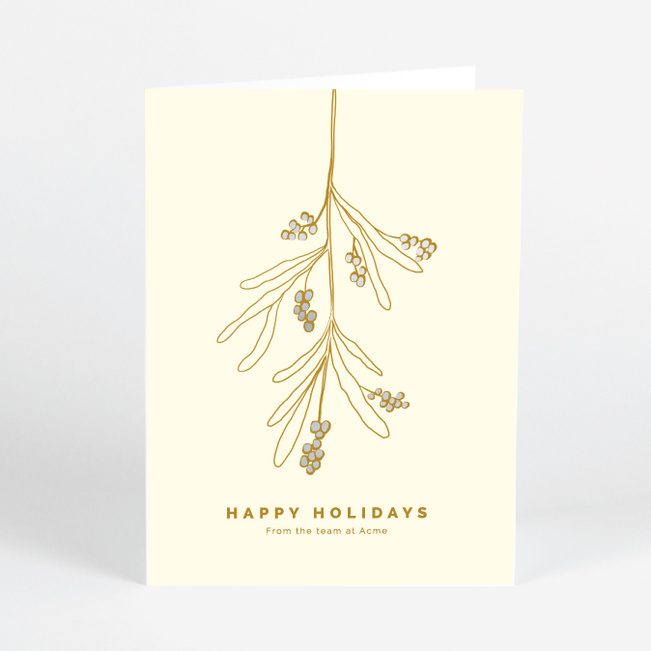 Foil Hanging Mistletoe Corporate Holiday Cards & Corporate Christmas Cards - Gray