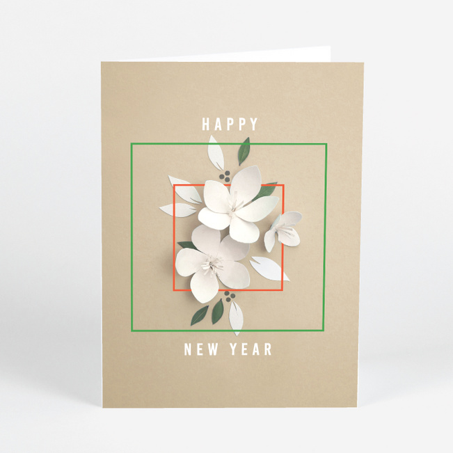 Artistic Paper Petals Corporate Holiday Cards & Corporate Christmas Cards - Beige