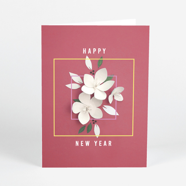 Artistic Paper Petals Corporate Holiday Cards & Corporate Christmas Cards - Red