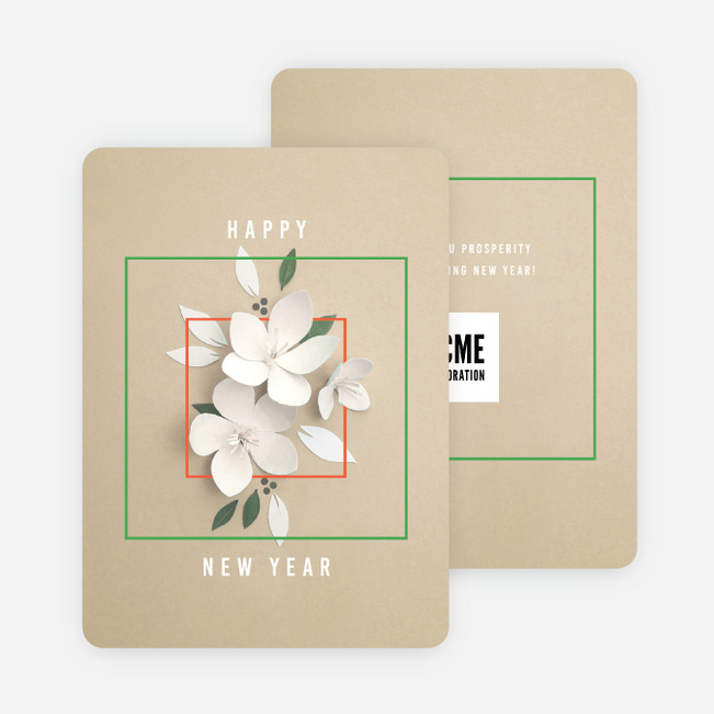 Artistic Paper Petals Corporate Holiday Cards & Corporate Christmas Cards - Beige