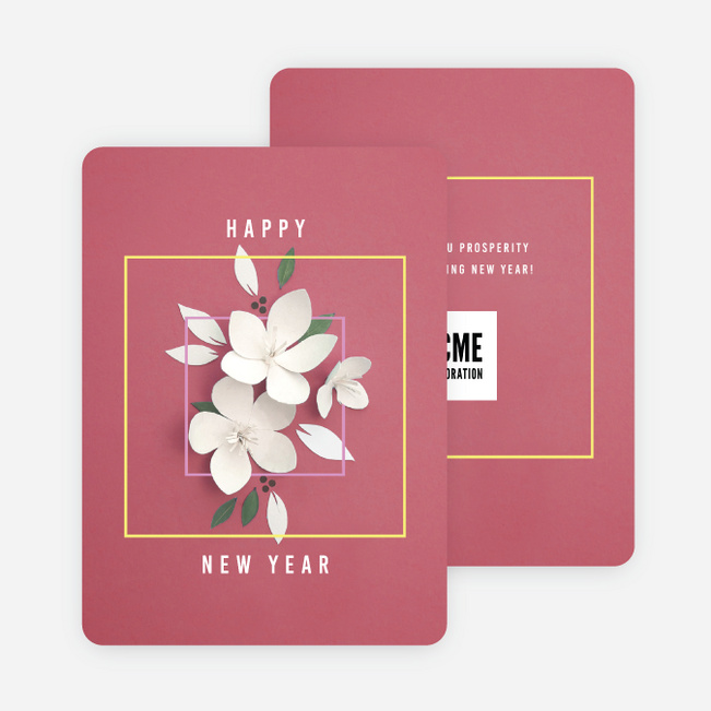 Artistic Paper Petals Corporate Holiday Cards & Corporate Christmas Cards - Red