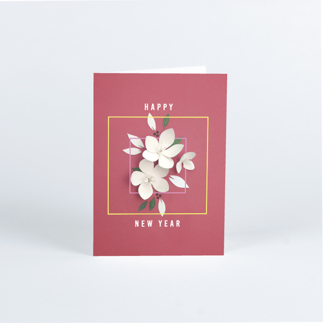 Artistic Paper Petals Corporate Holiday Cards & Corporate Christmas Cards - Red